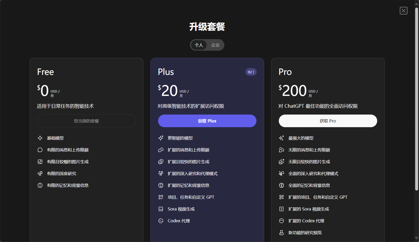 付费方案