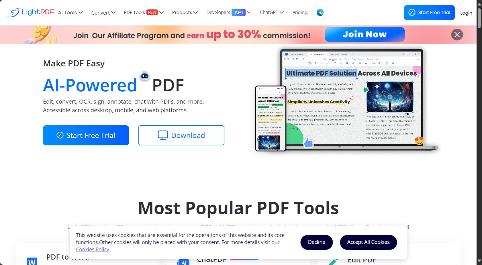 LightPDF AI官网截图