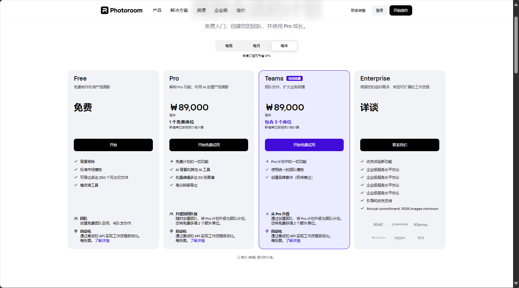 Photoroom價格方案