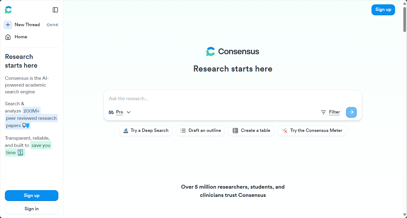 Consensus AI官网界面截图