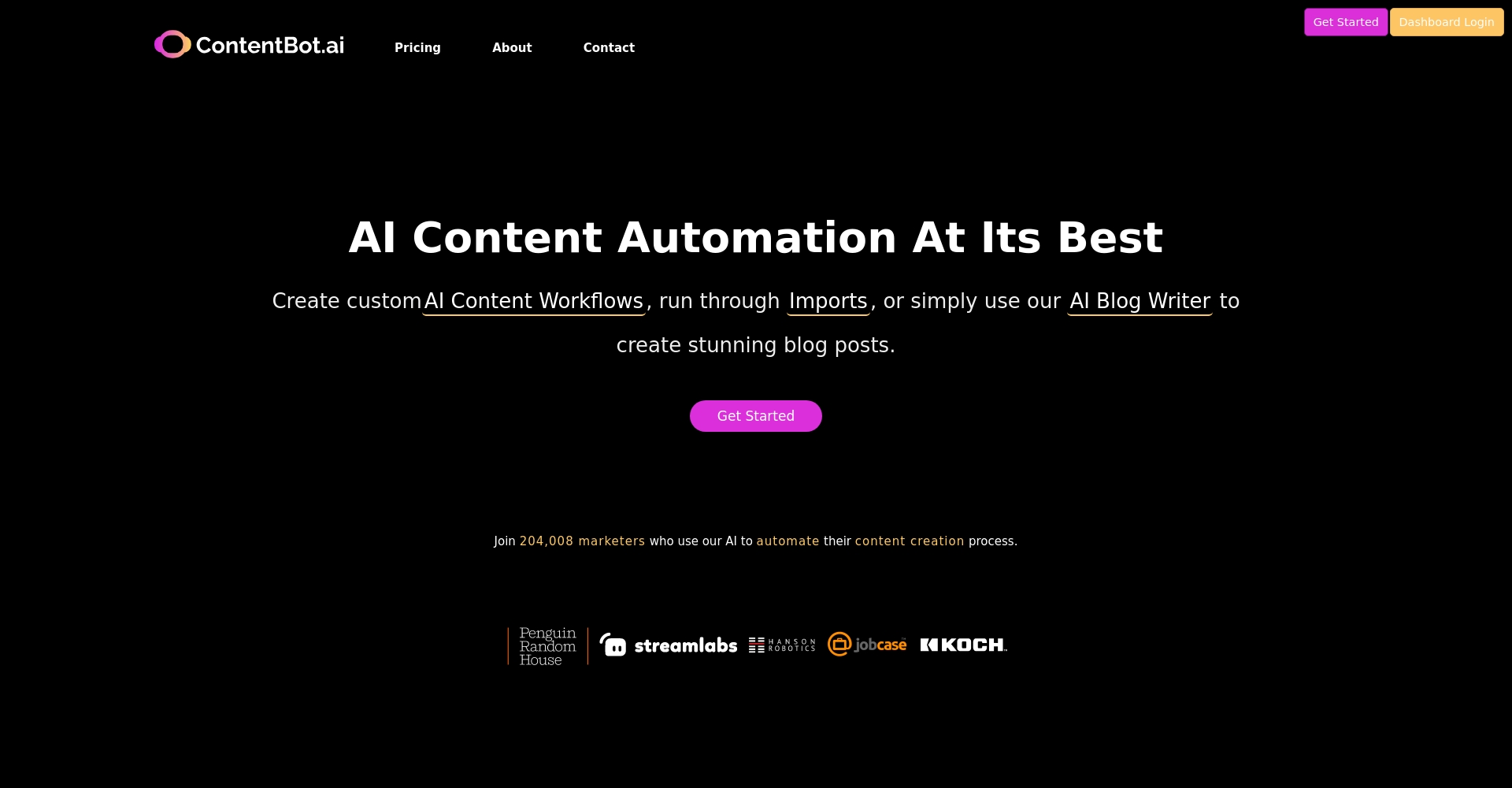 ContentBot官网界面