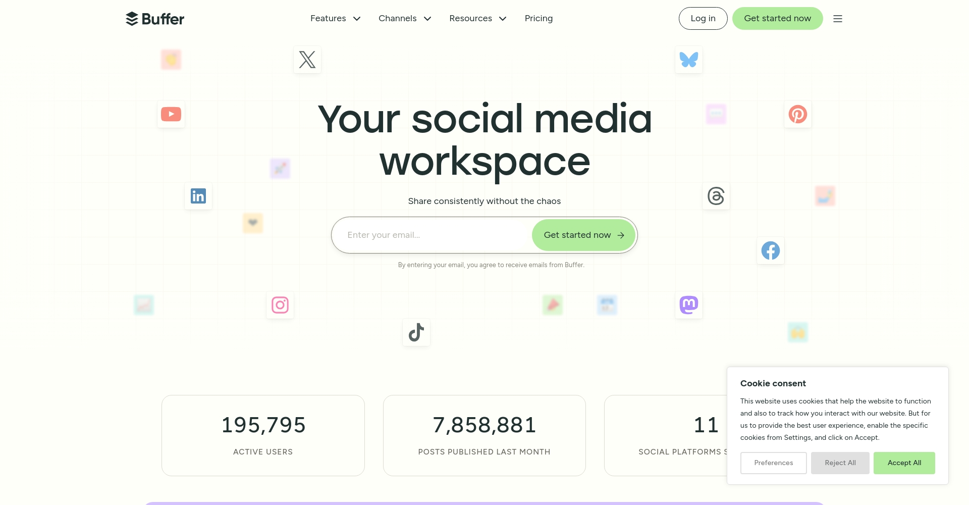 Buffer社群排程主頁