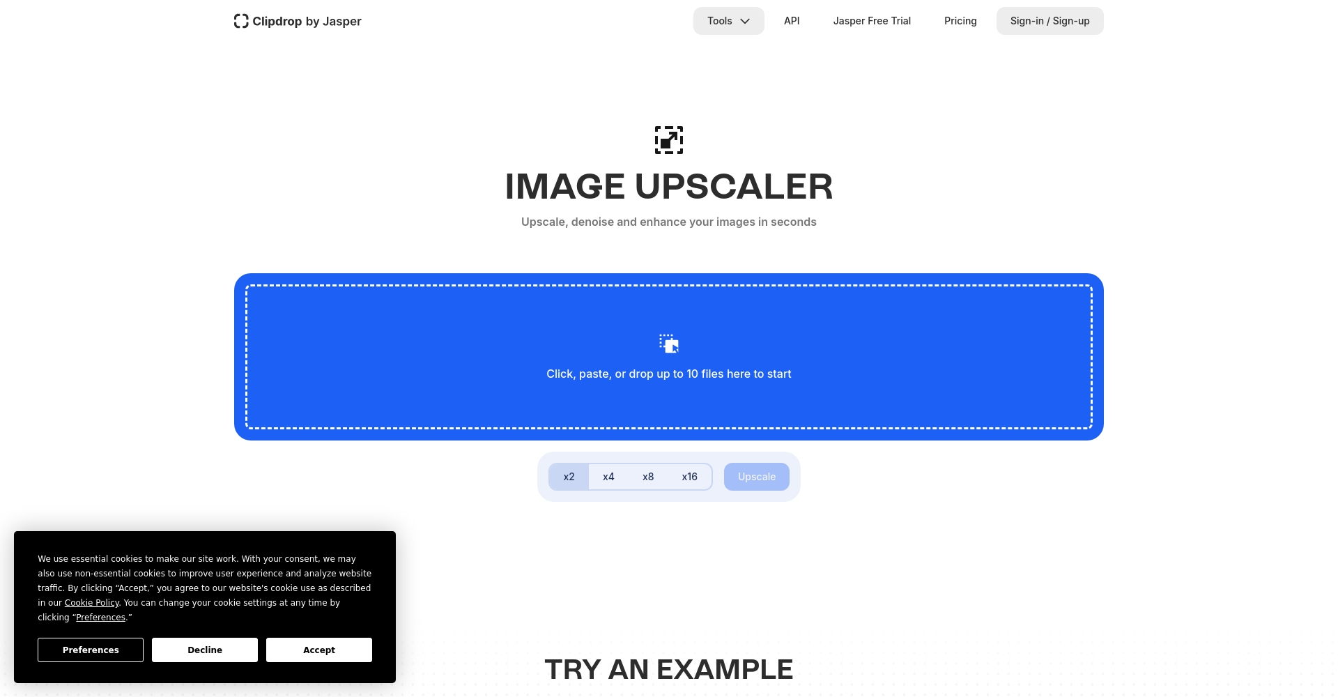 Clipdrop Image Upscaler界面