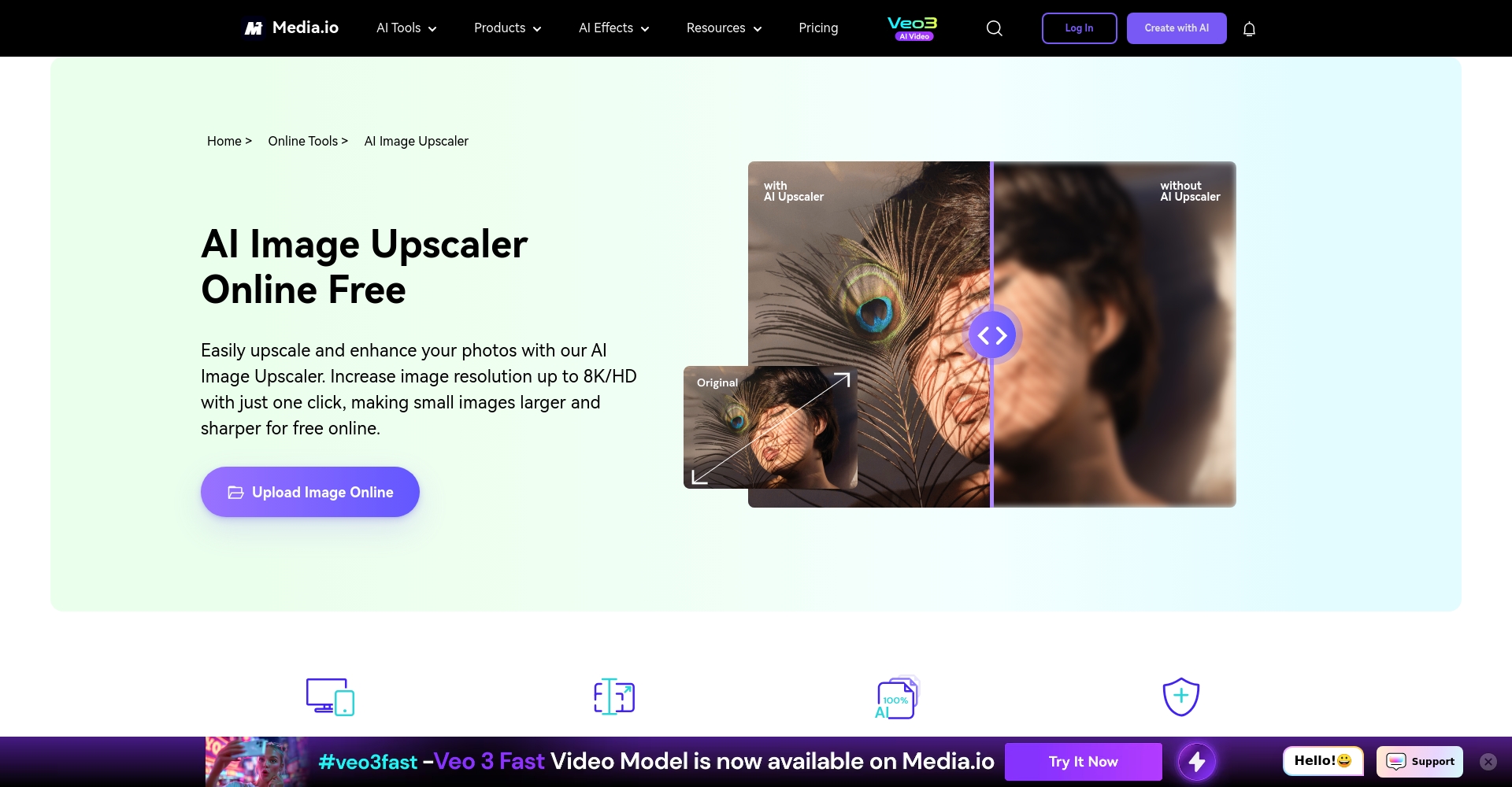 Media.io AI图片放大器官网截图