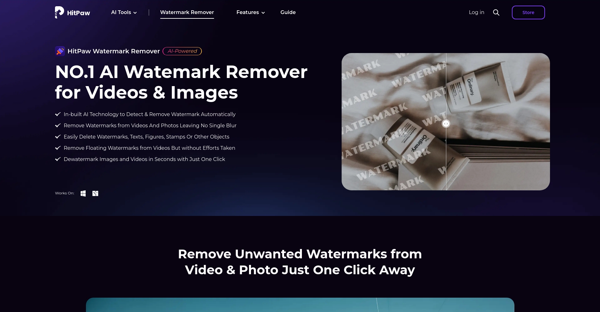 HitPaw Watermark Remover官网页面截图