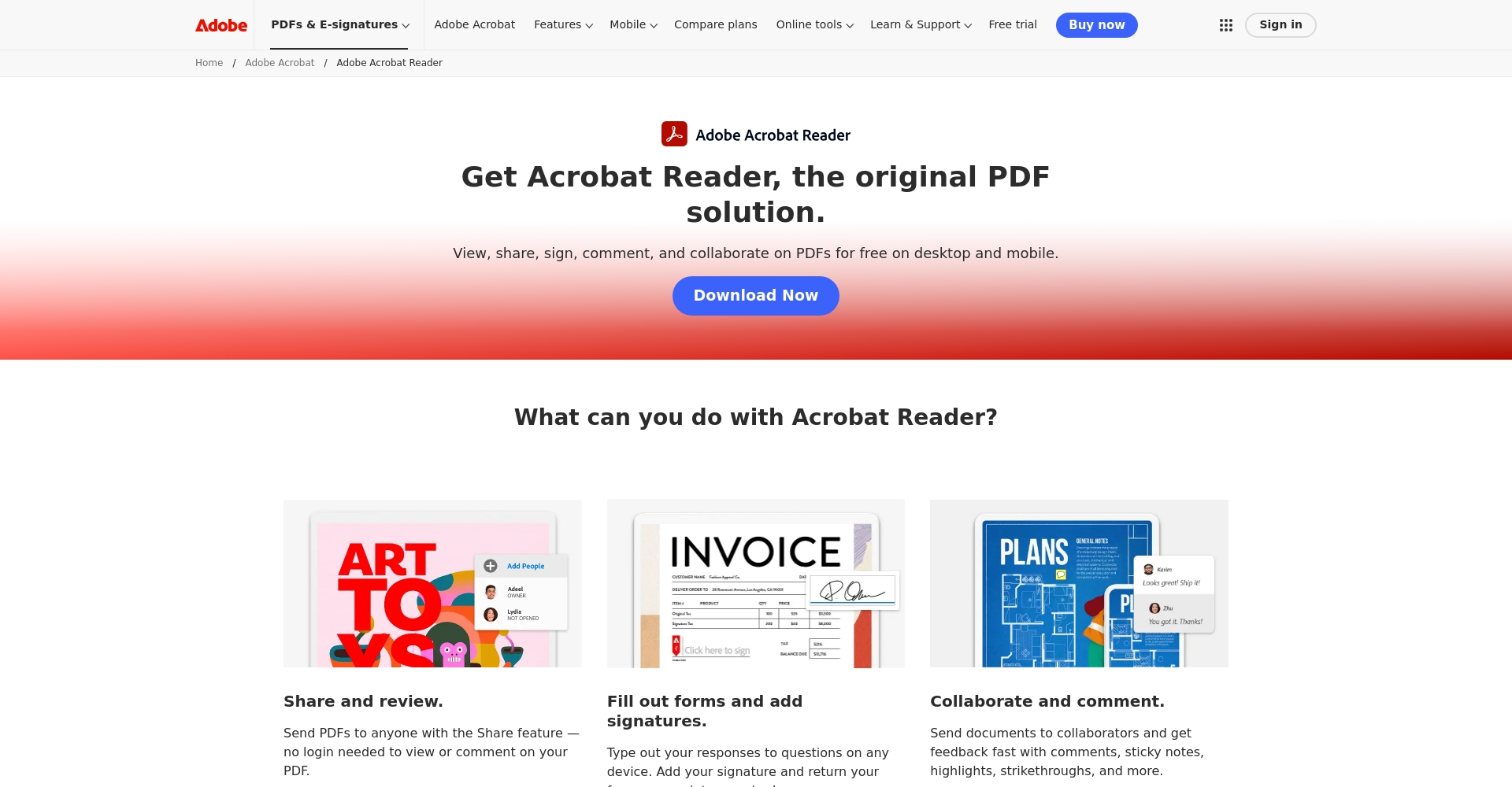 Adobe Acrobat官网截图