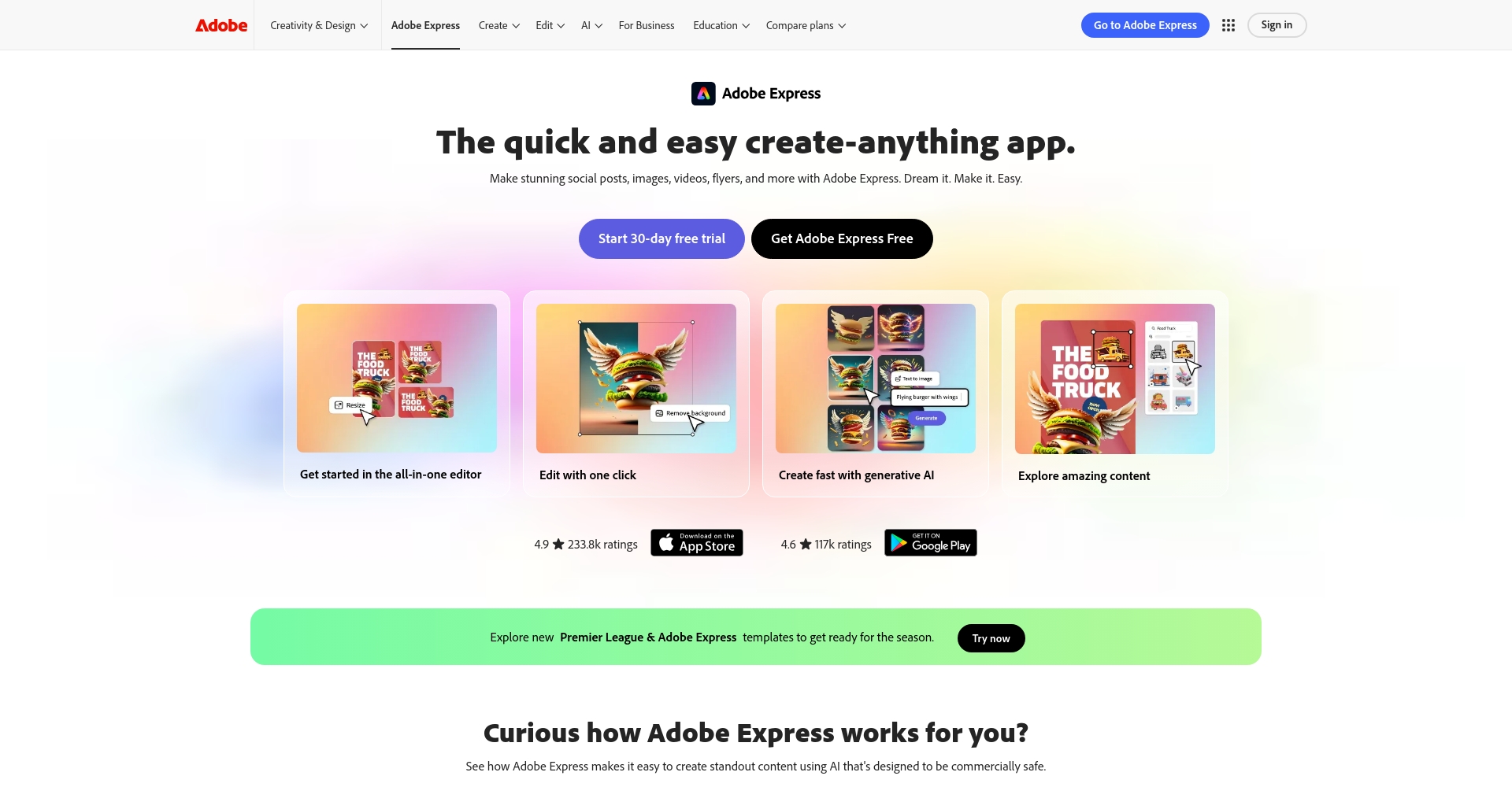 Adobe Express官網截圖