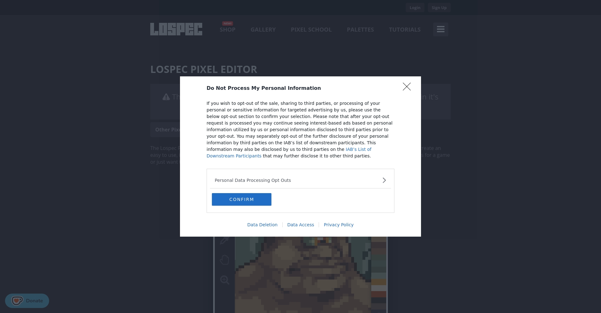 Lospec Pixel Editor 编辑器界面