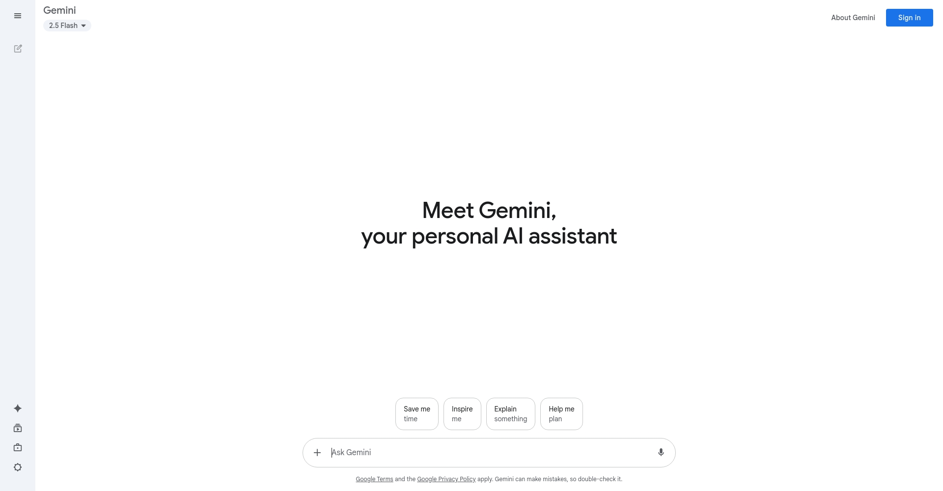Gemini AI产品首页截图