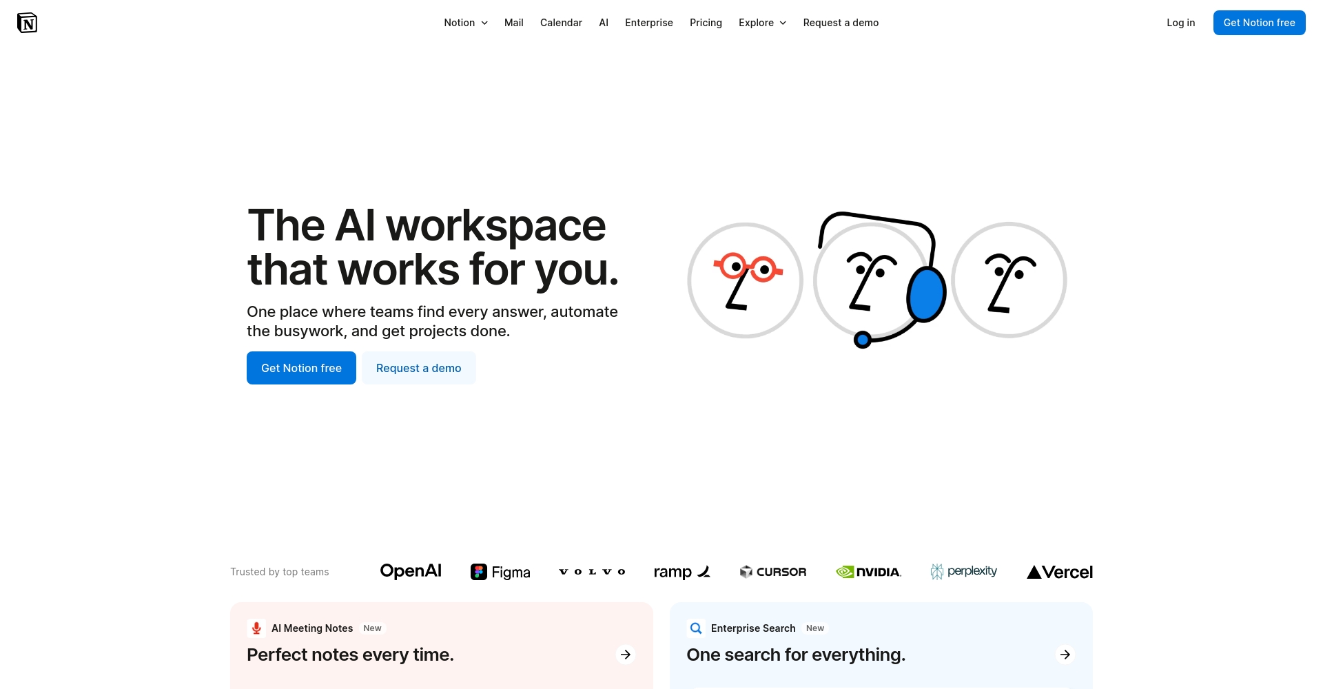 Notion AI官网页面截图